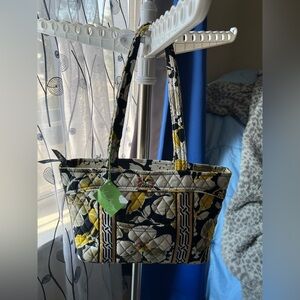 Vera Bradley Quilted Floral Tote Bag in Black & Yellow